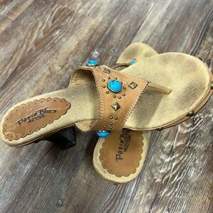 Vintage Y2K Paris Blues wooden heels with stud detail